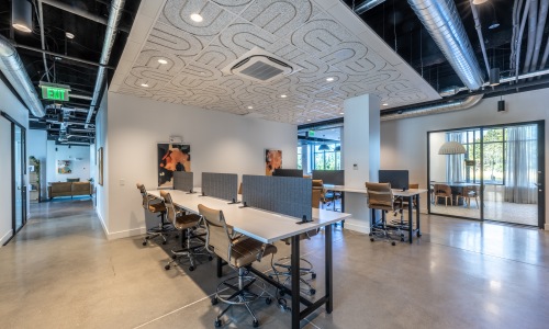 Open concept coworking desks