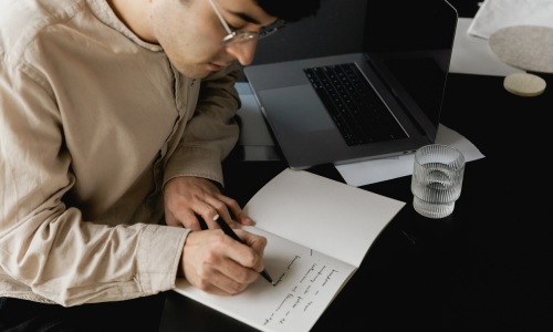a man working on paper